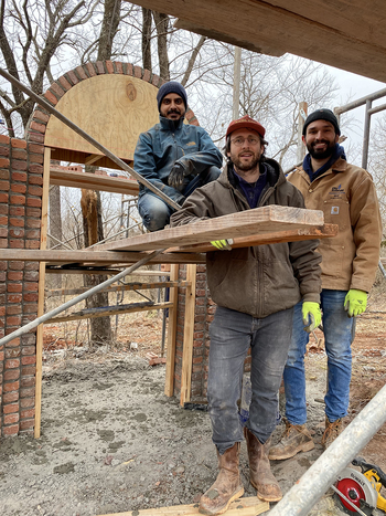 Sanketh Bharathish James Lengen And Dylan Rumsey Learned Traditional Masonry Construction Techniques With Building Culture Over Winter Break 1