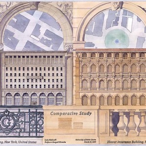 A Comparative Study of the Gorham Building, New York City, and Bharat Insurance Building, Mumbai. Completed by Luke Molinelli for Design VI. Professor Krupali Krusche, Spring 2021.