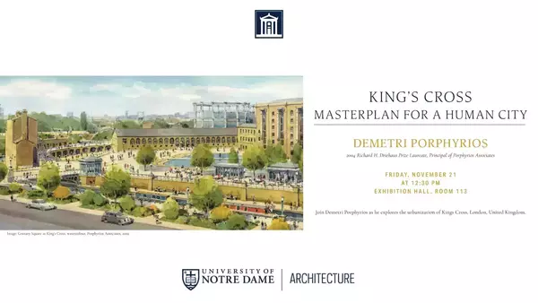 Watercolor of Granary Square at King's Cross