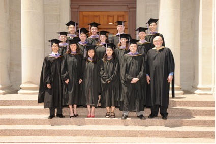 2011 Commencement: Graduate students and Phil Bess